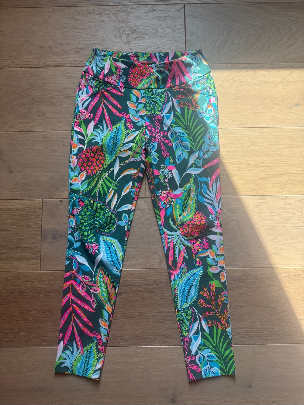 Lilly Pulitzer Tropical Leaf & Pineapple Print Leggings - Green, Pink, Blue